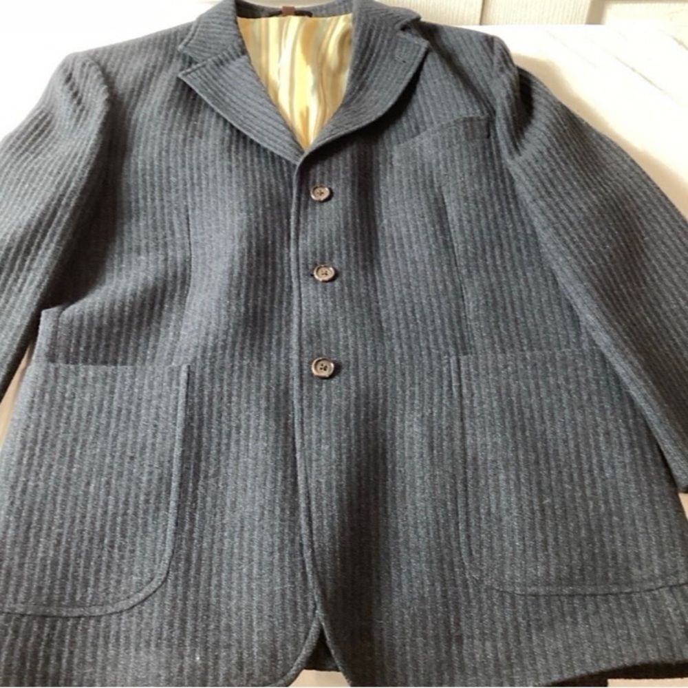 Kroon Sports Coat Jacket Men’s Color Blue Size 40R Black Stripes Three button - Picture 3 of 12